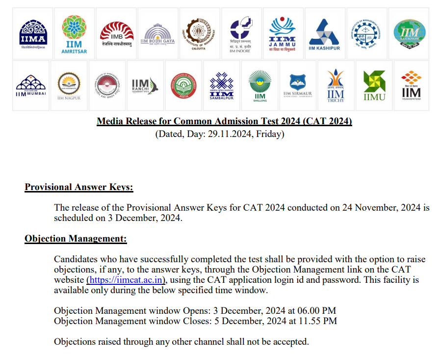 Cat 2024 answer sheet. 